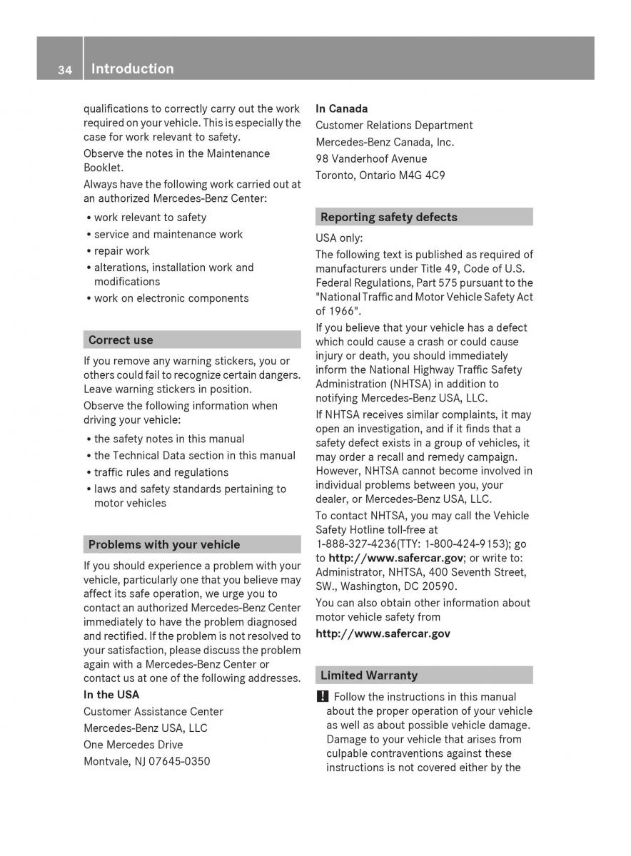 Mercedes Benz SL R231 owners manual / page 36