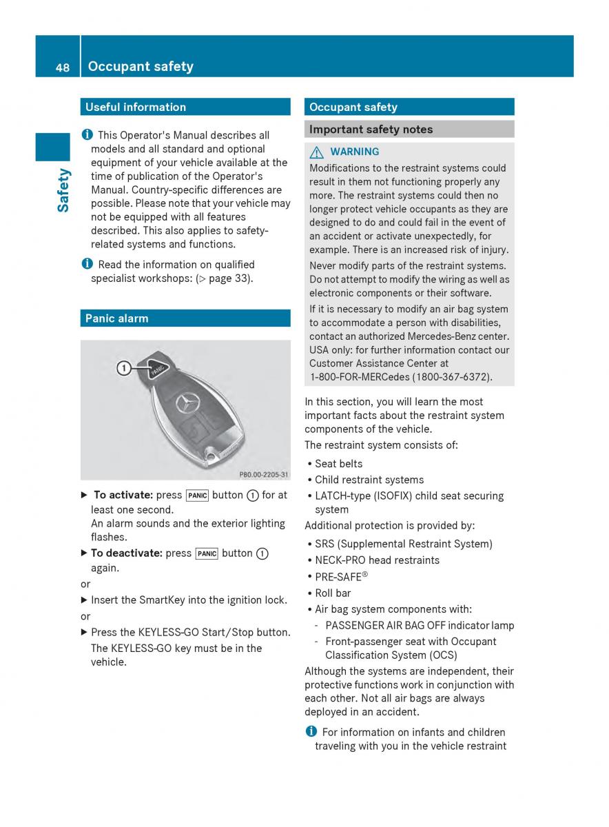 Mercedes Benz SL R231 owners manual / page 50