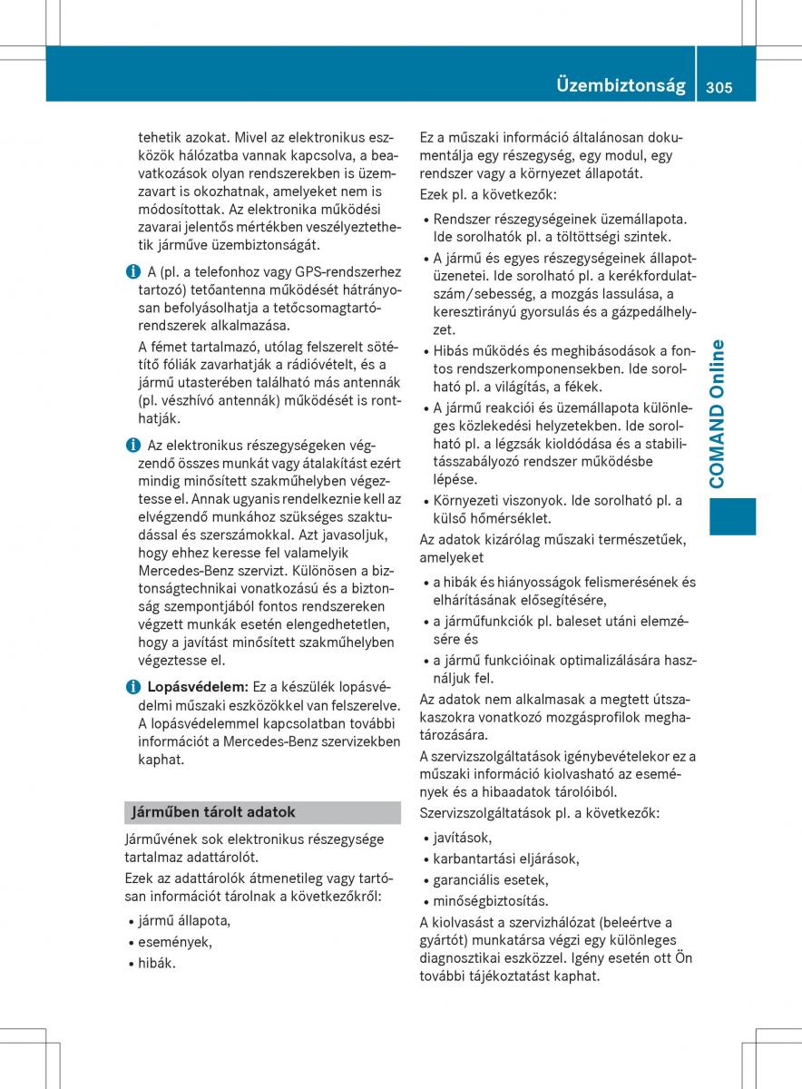 Mercedes Benz SL R231 Kezelesi utmutato / page 307