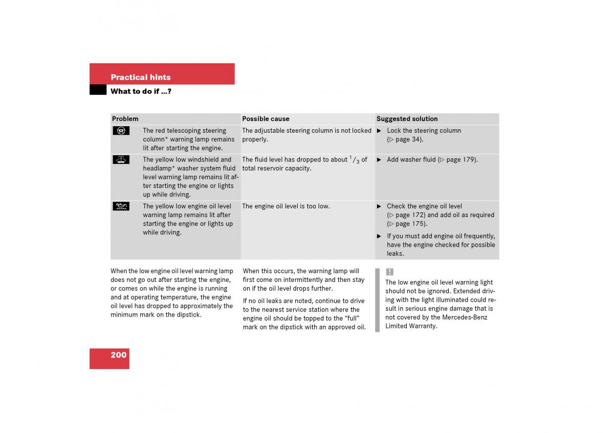 Mercedes Benz SLK R170 owners manual / page 200
