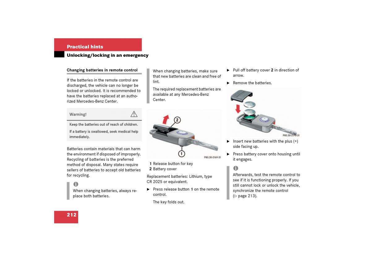 Mercedes Benz SLK R170 owners manual / page 212