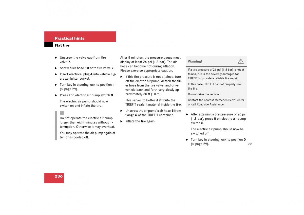 Mercedes Benz SLK R170 owners manual / page 236