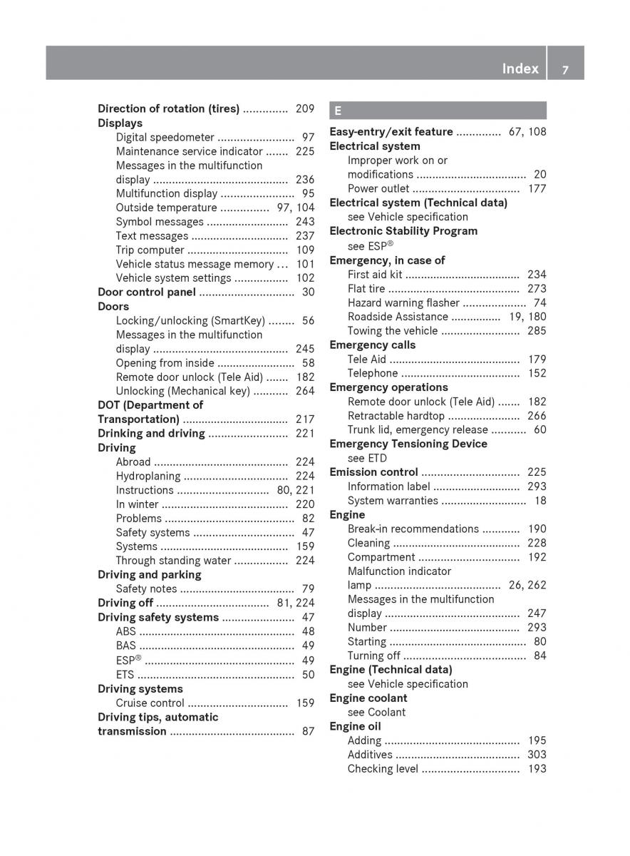 Mercedes Benz SLK R171 owners manual / page 9