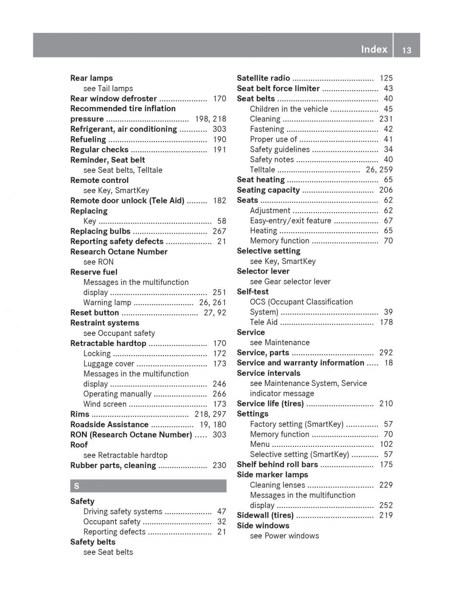 Mercedes Benz SLK R171 owners manual / page 15