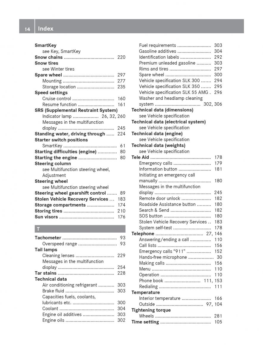 Mercedes Benz SLK R171 owners manual / page 16