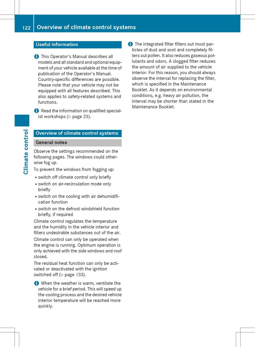 Mercedes Benz SLK R172 owners manual / page 124