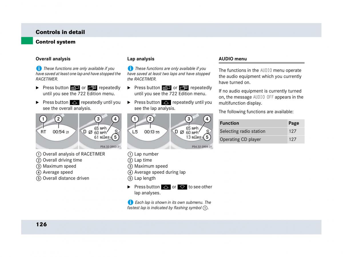 Mercedes Benz SLR McLaren R199 owners manual / page 127