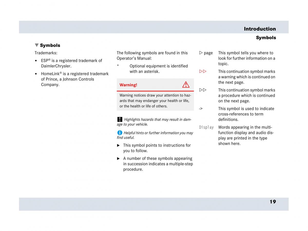 Mercedes Benz SLR McLaren R199 owners manual / page 20