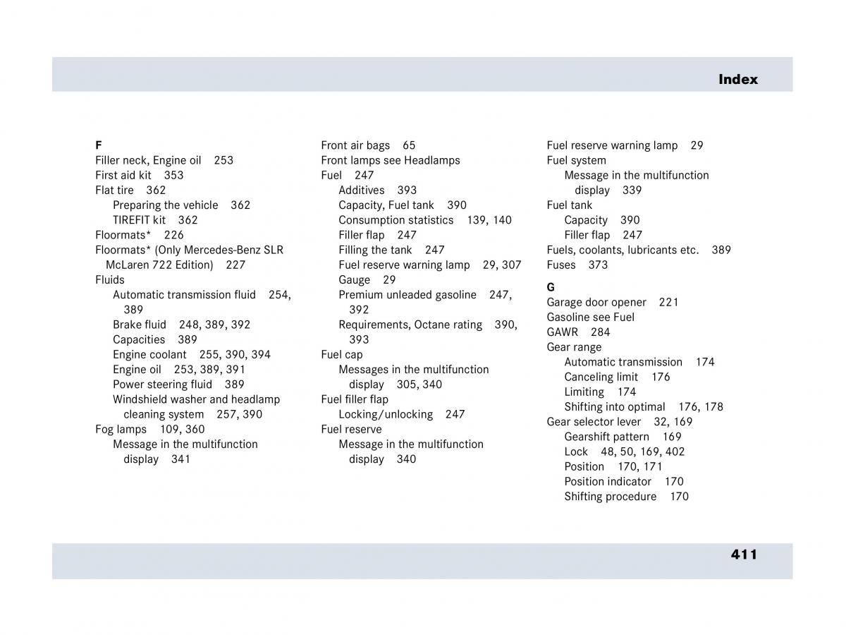 Mercedes Benz SLR McLaren R199 owners manual / page 412