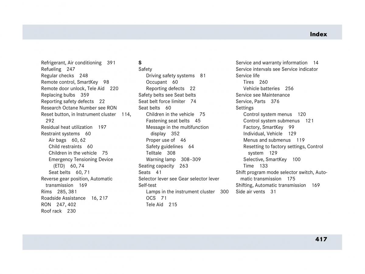 Mercedes Benz SLR McLaren R199 owners manual / page 418