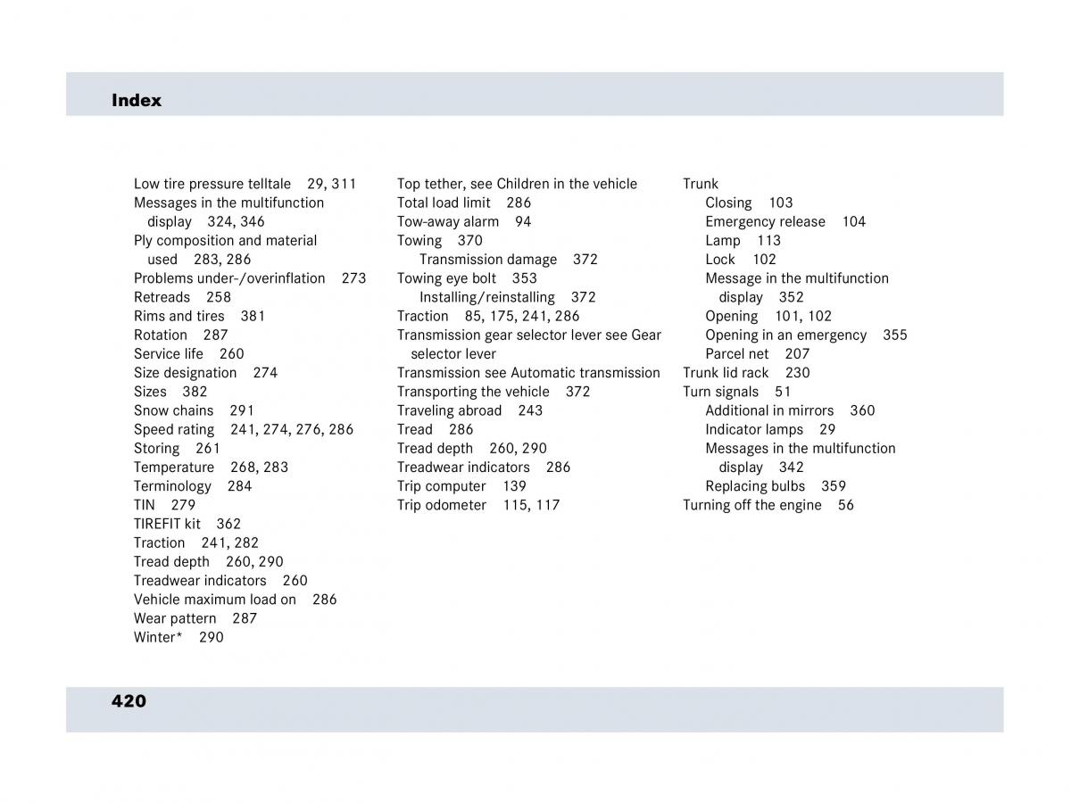 Mercedes Benz SLR McLaren R199 owners manual / page 421