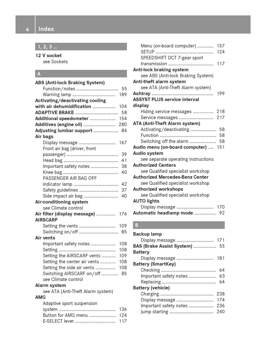 Mercedes Benz SLS AMG Coupe Roadster C197 owners manual / page 6