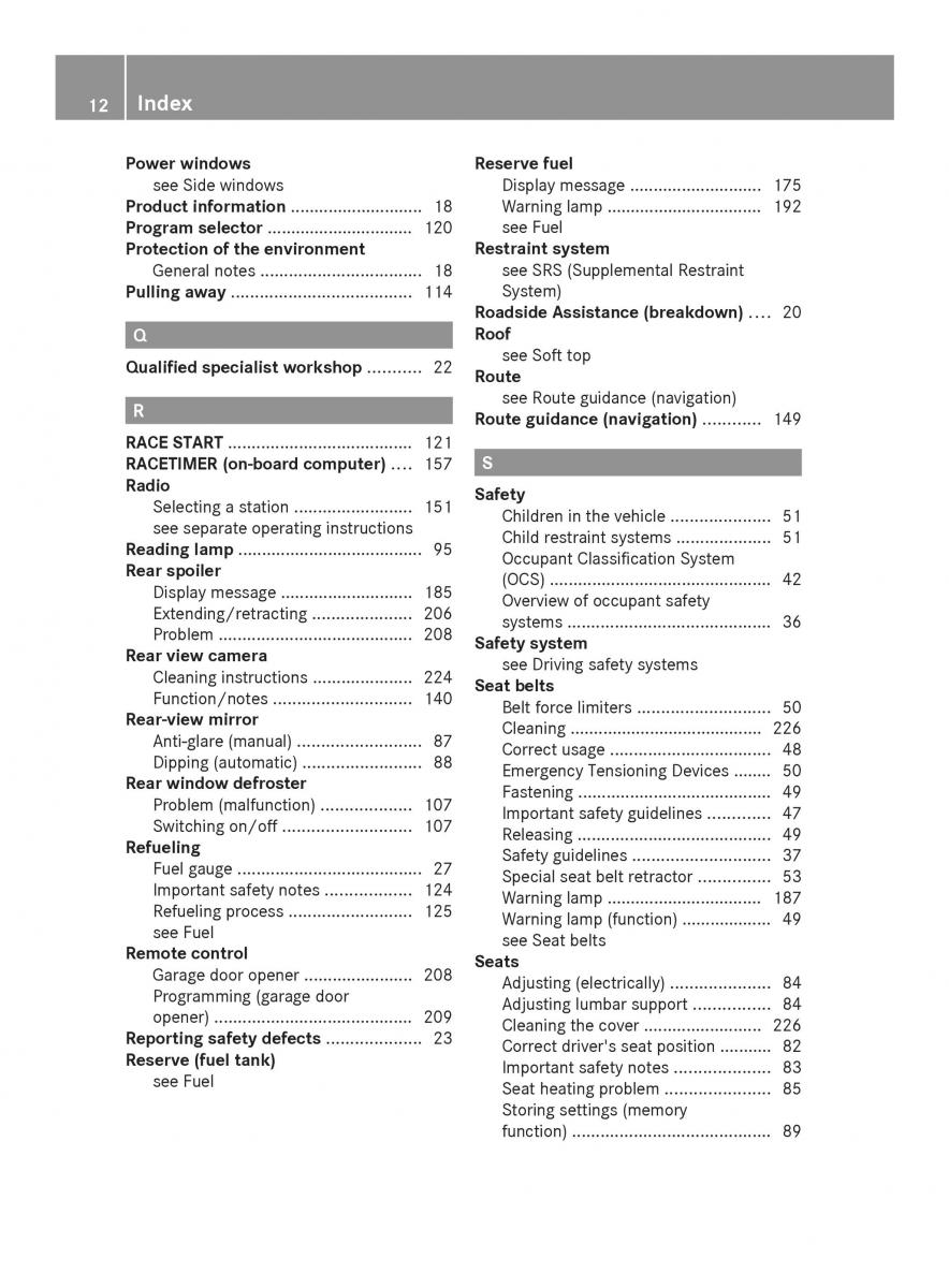 Mercedes Benz SLS AMG Coupe Roadster C197 owners manual / page 14