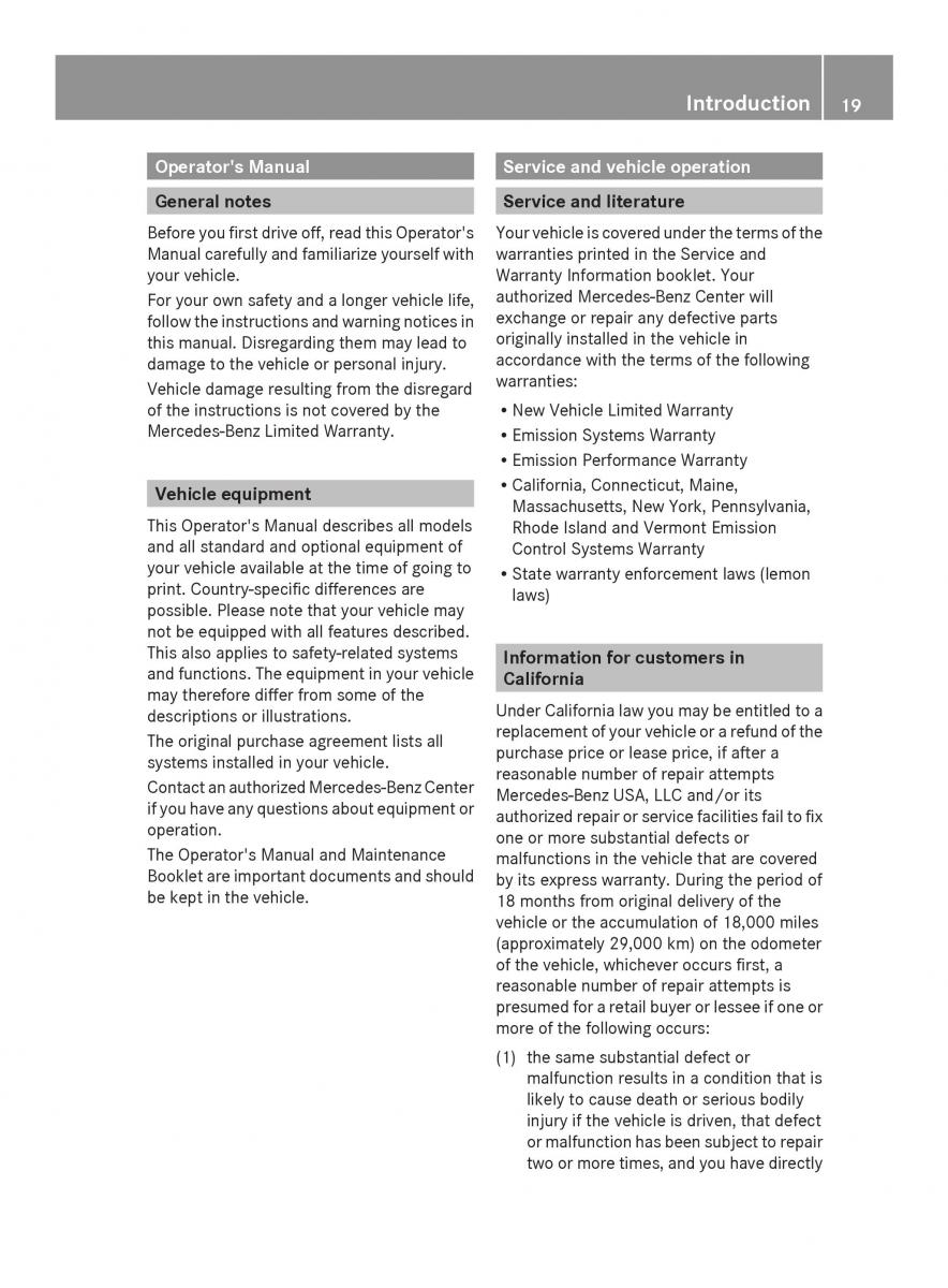 Mercedes Benz SLS AMG Coupe Roadster C197 owners manual / page 21