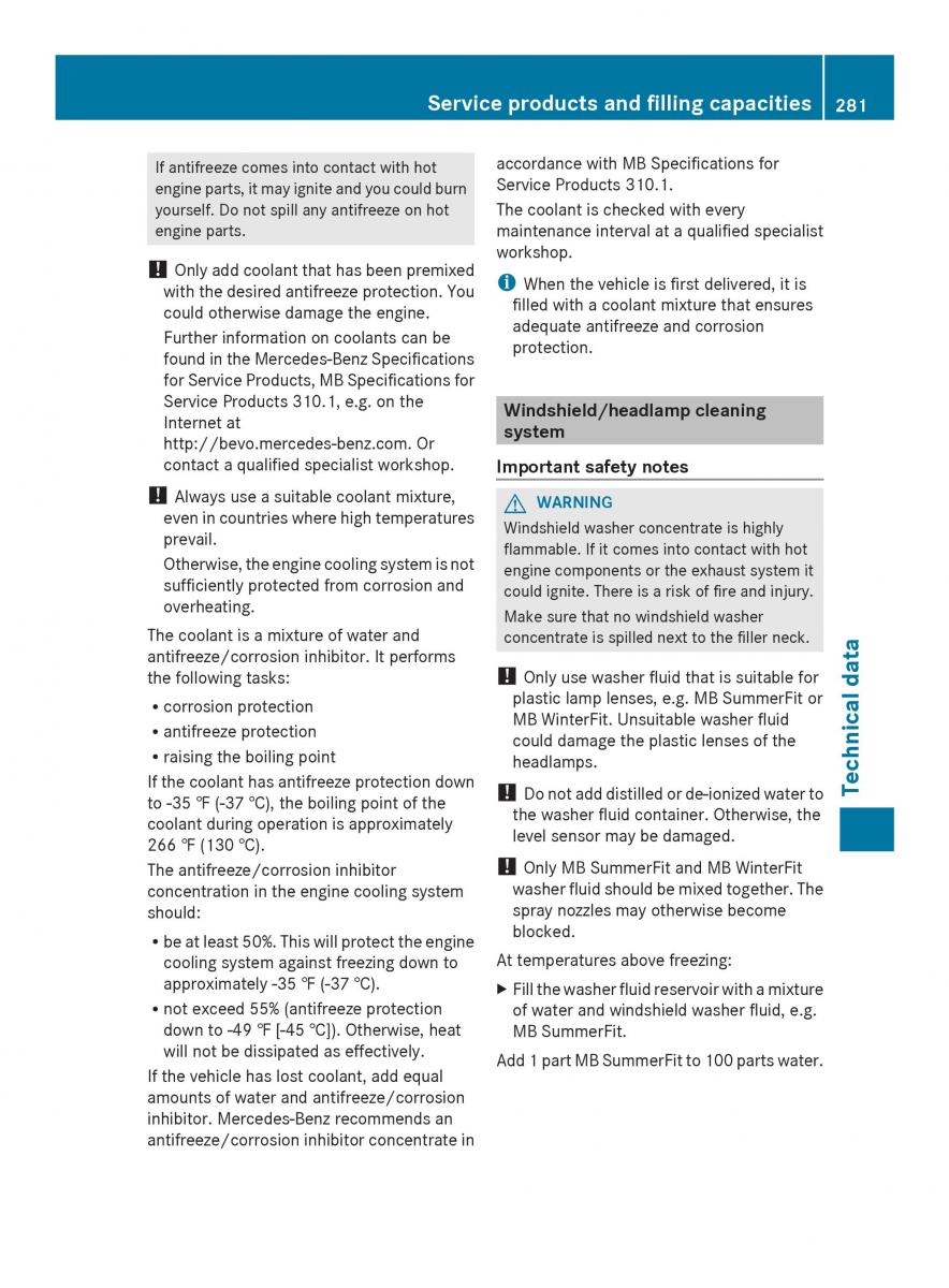 Mercedes Benz SLS AMG Coupe Roadster C197 owners manual / page 283