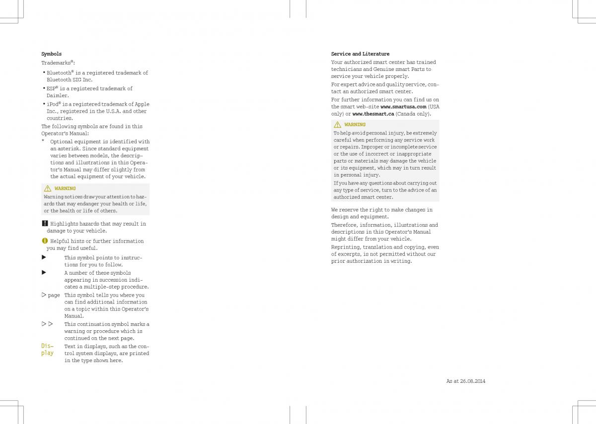 Smart Fortwo II 2 owners manual / page 2