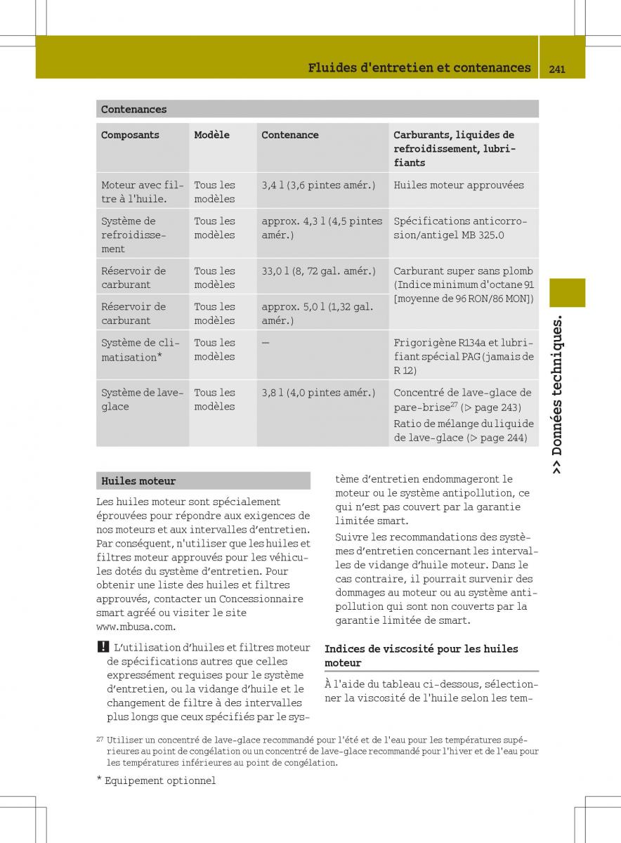 Smart Fortwo II 2 manuel du proprietaire / page 243