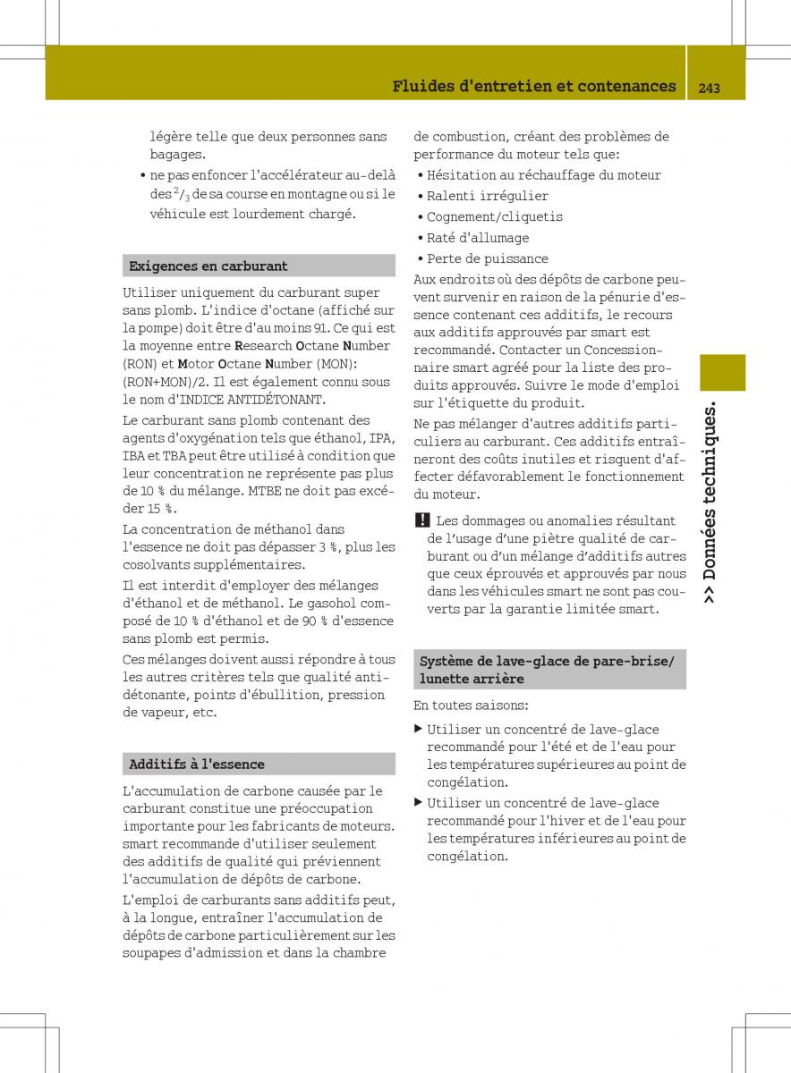 manuel du propriétaire  Smart Fortwo II 2 manuel du proprietaire / page 245