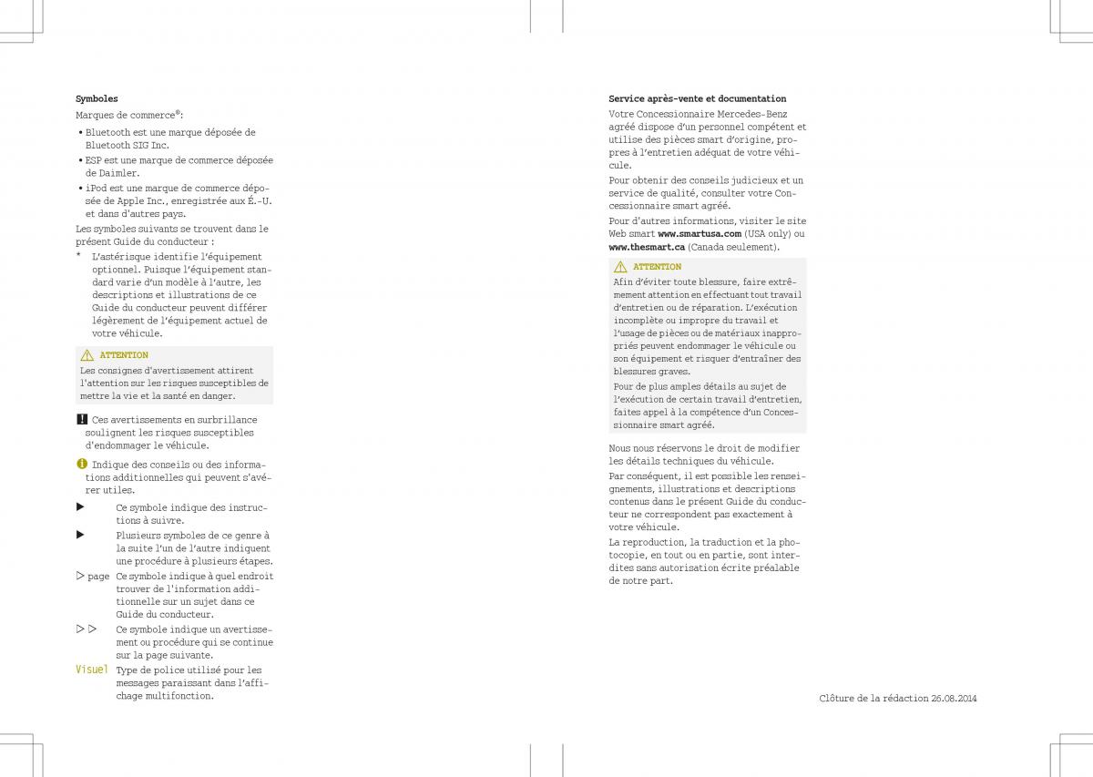 manual  Smart Fortwo II 2 manuel du proprietaire / page 2