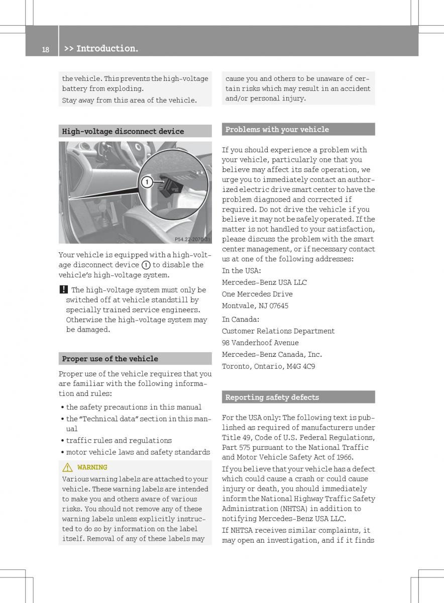 Smart Fortwo ED EV owners manual / page 20