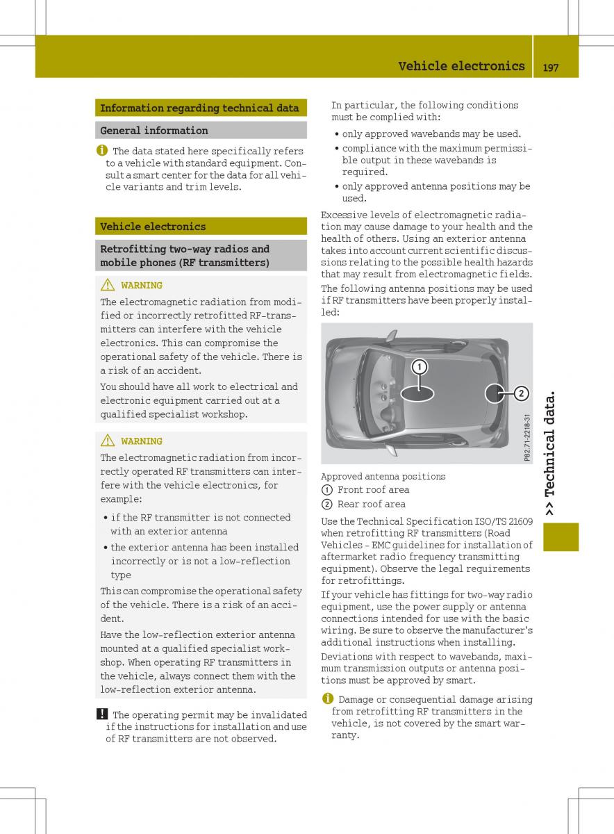 Smart Fortwo III 3 owners manual / page 199