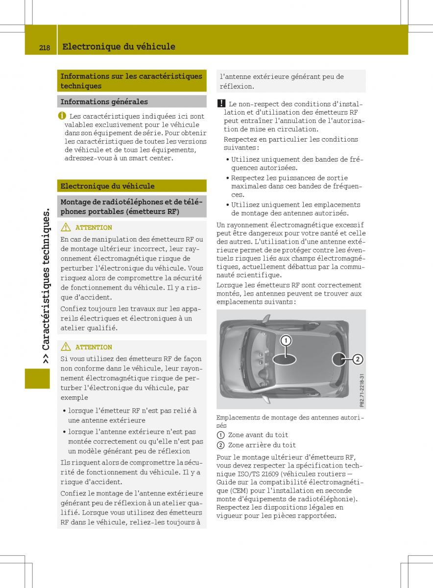 manual  Smart Fortwo III 3 manuel du proprietaire / page 220