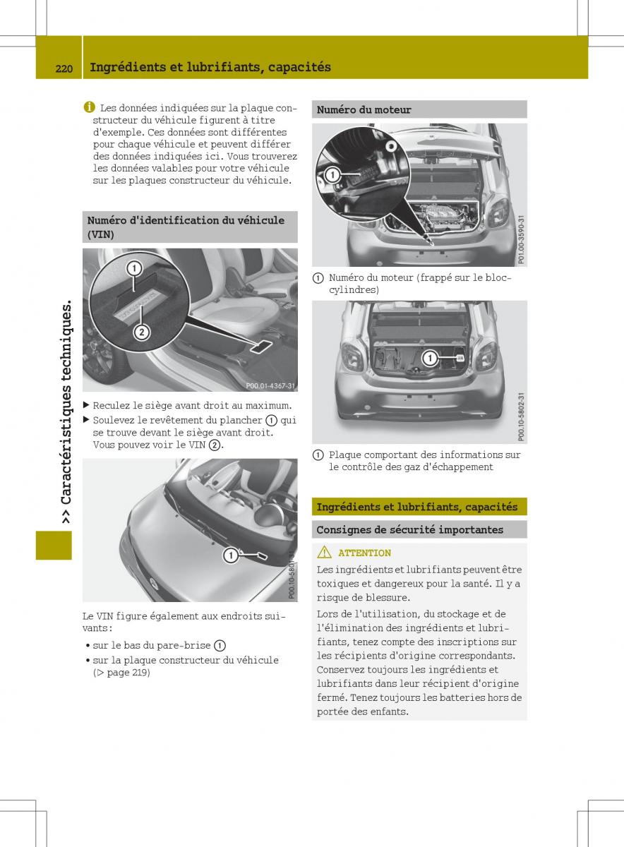 Smart Fortwo III 3 manuel du proprietaire / page 222