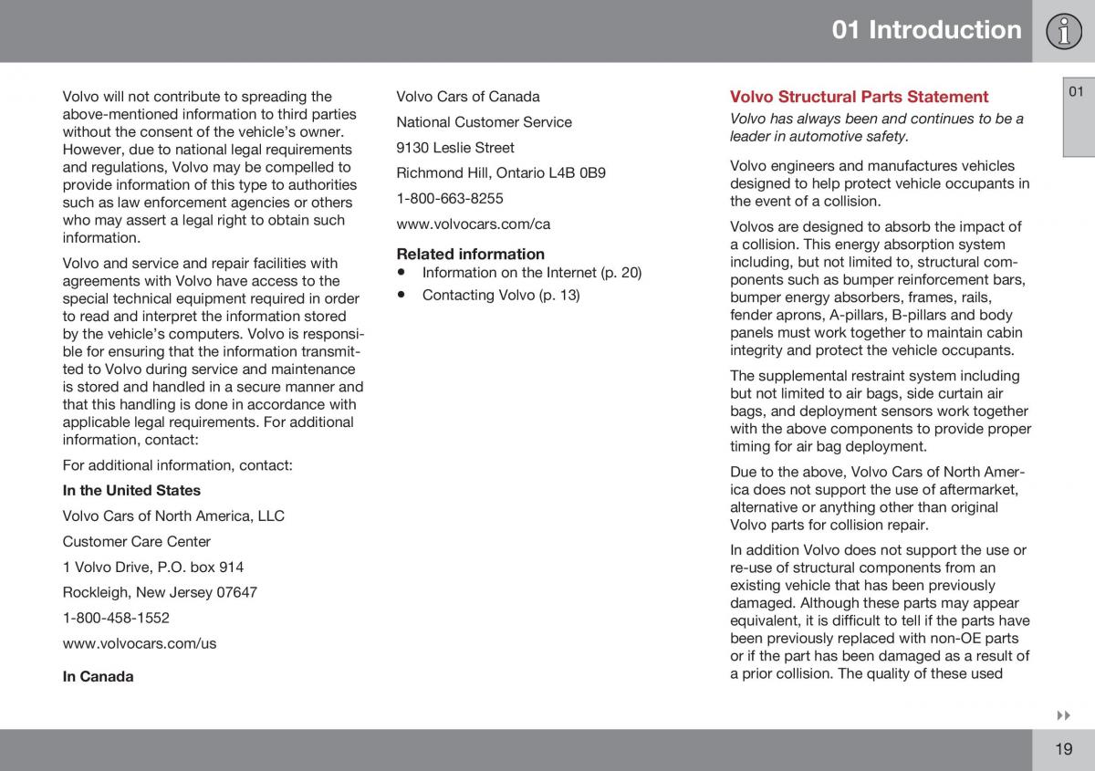 Volvo XC70 Cross Country II 2 owners manual / page 21