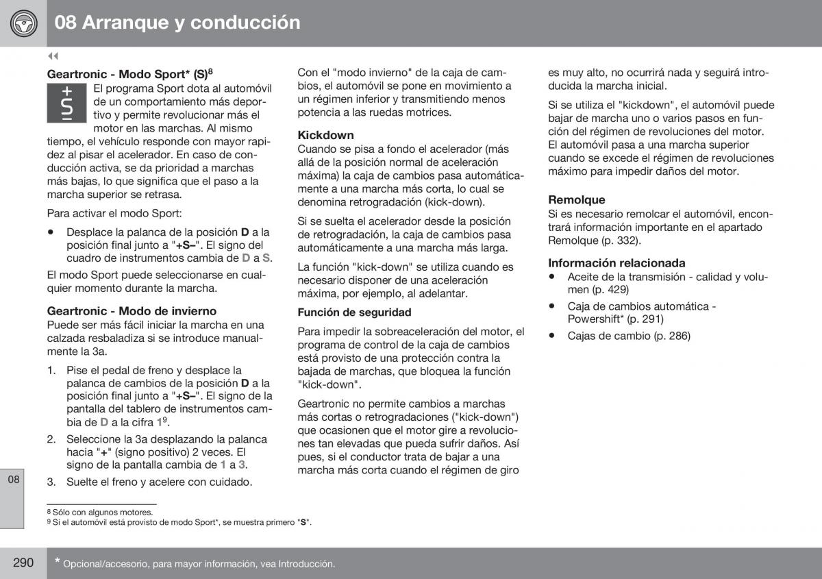 Volvo XC70 Cross Country II 2 manual del propietario / page 292