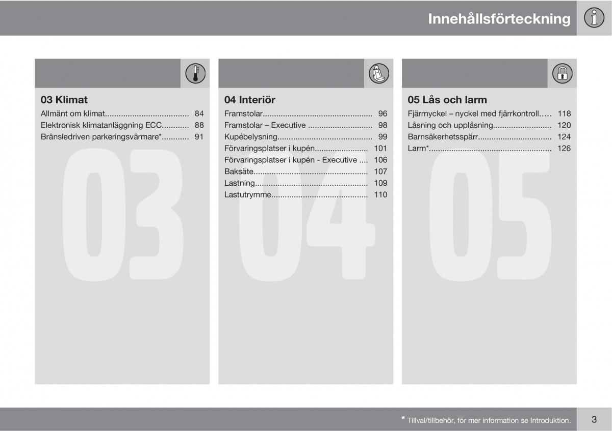 Volvo XC90 I 1 instruktionsbok / page 5