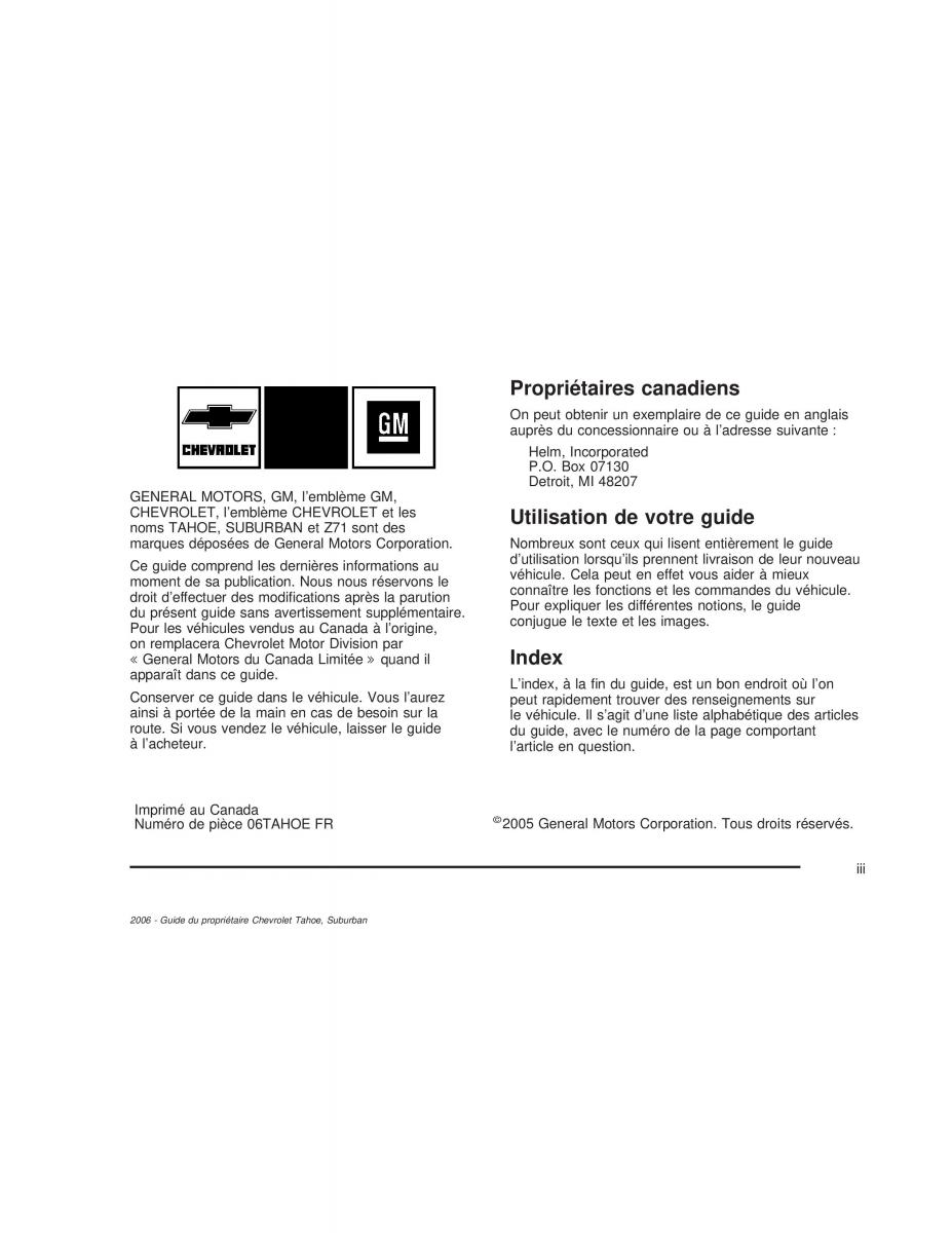 Chevrolet GMC Suburban IX 9 manuel du proprietaire / page 4