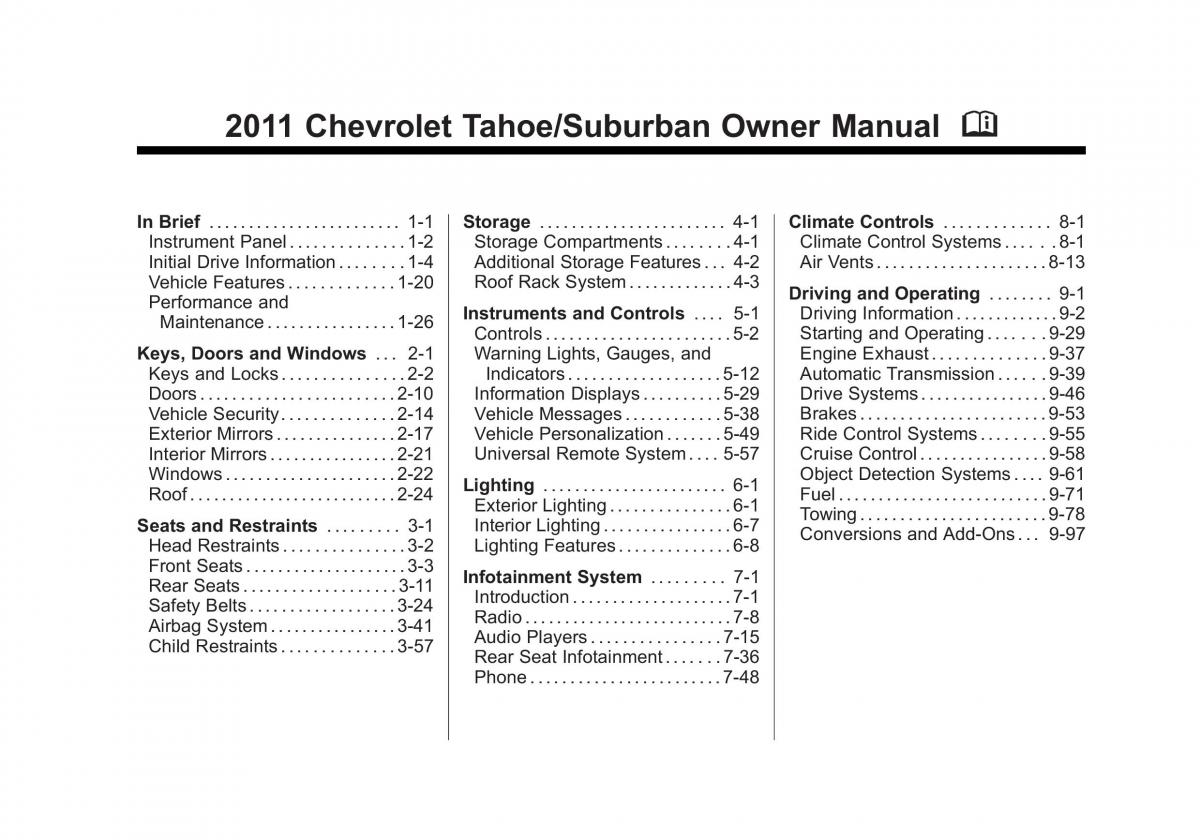 Chevrolet GMC Suburban X 10 owners manual / page 1