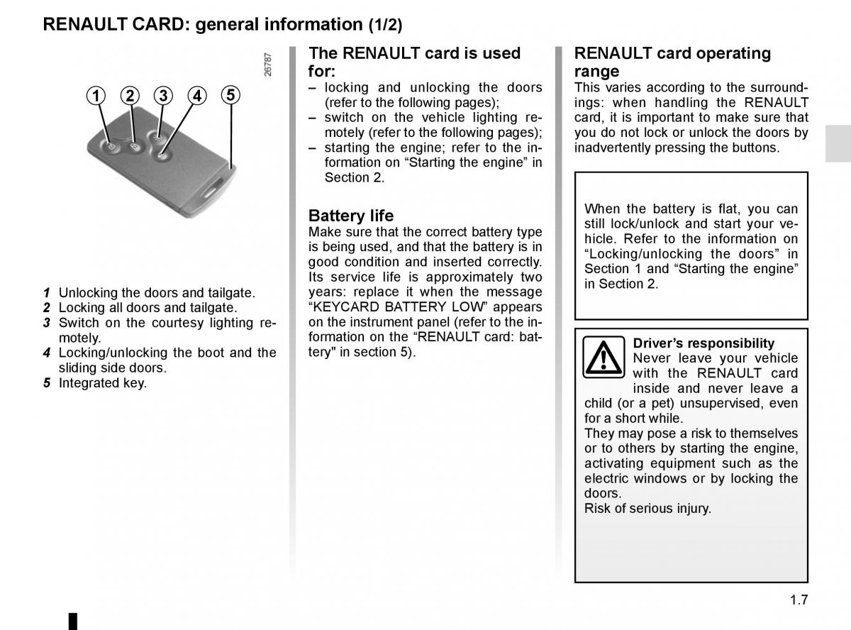 Renault Trafic III 3 owners manual / page 13