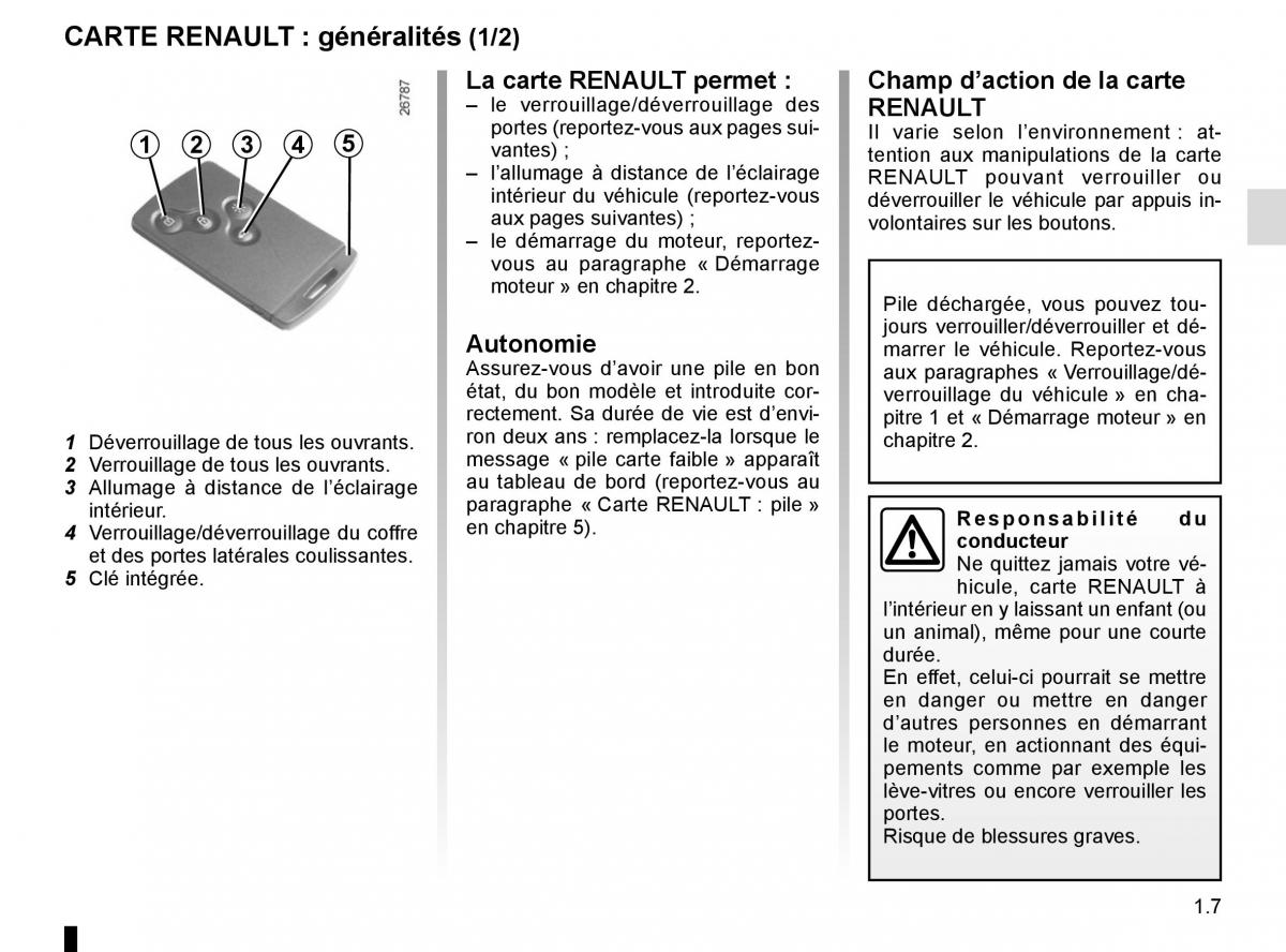 Renault Trafic III 3 manuel du proprietaire / page 13