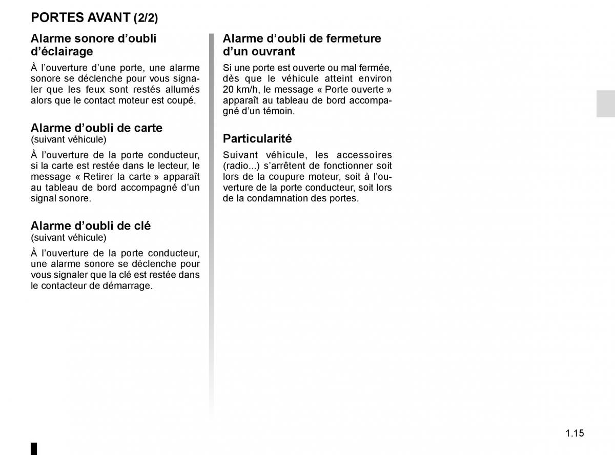 Renault Trafic III 3 manuel du proprietaire / page 21