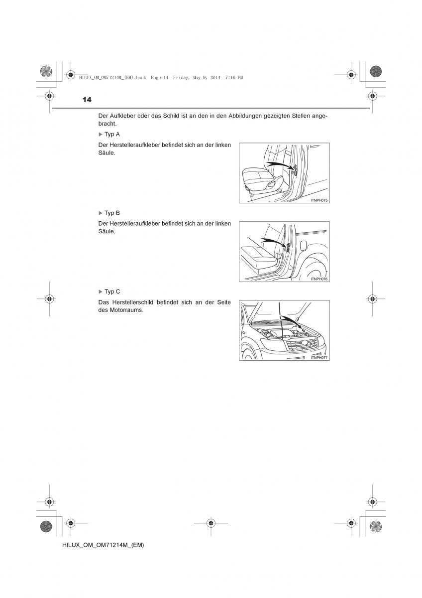 Toyota Hilux VII 7 Handbuch / page 14