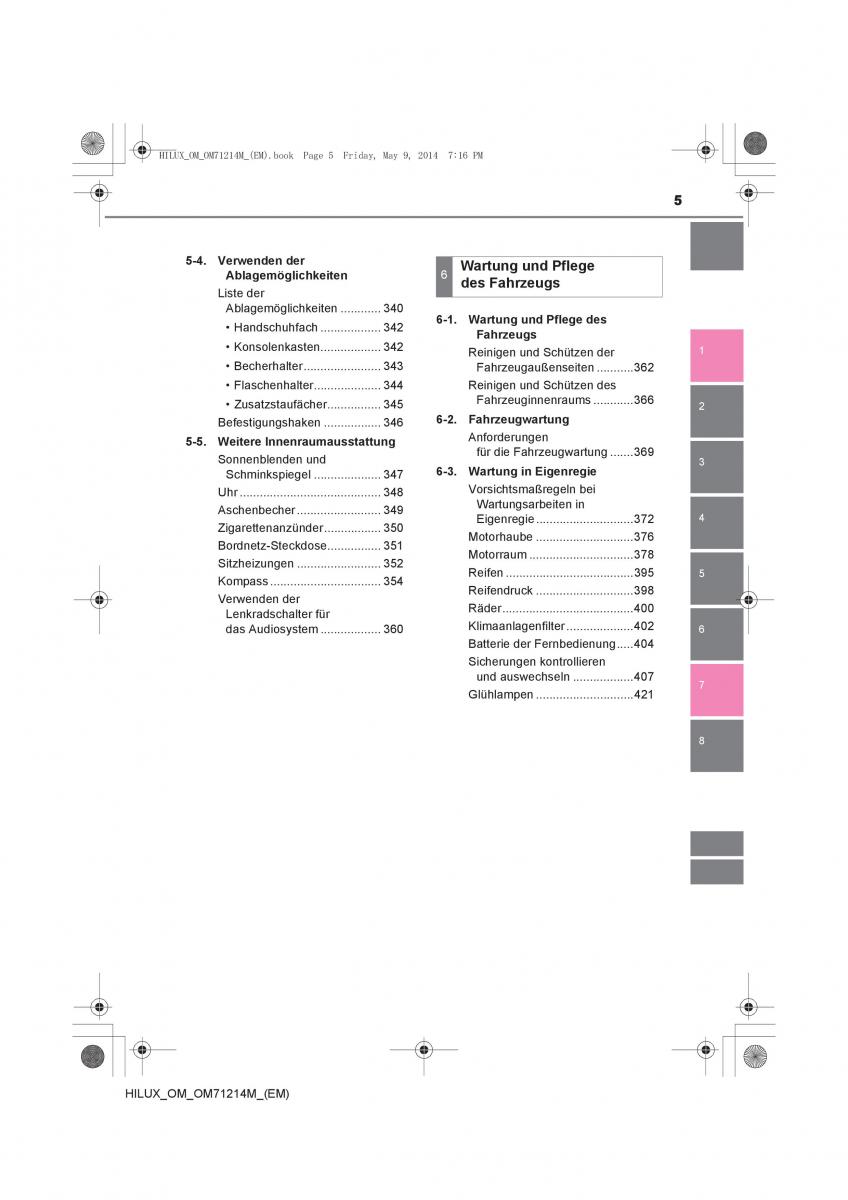 Toyota Hilux VII 7 Handbuch / page 5