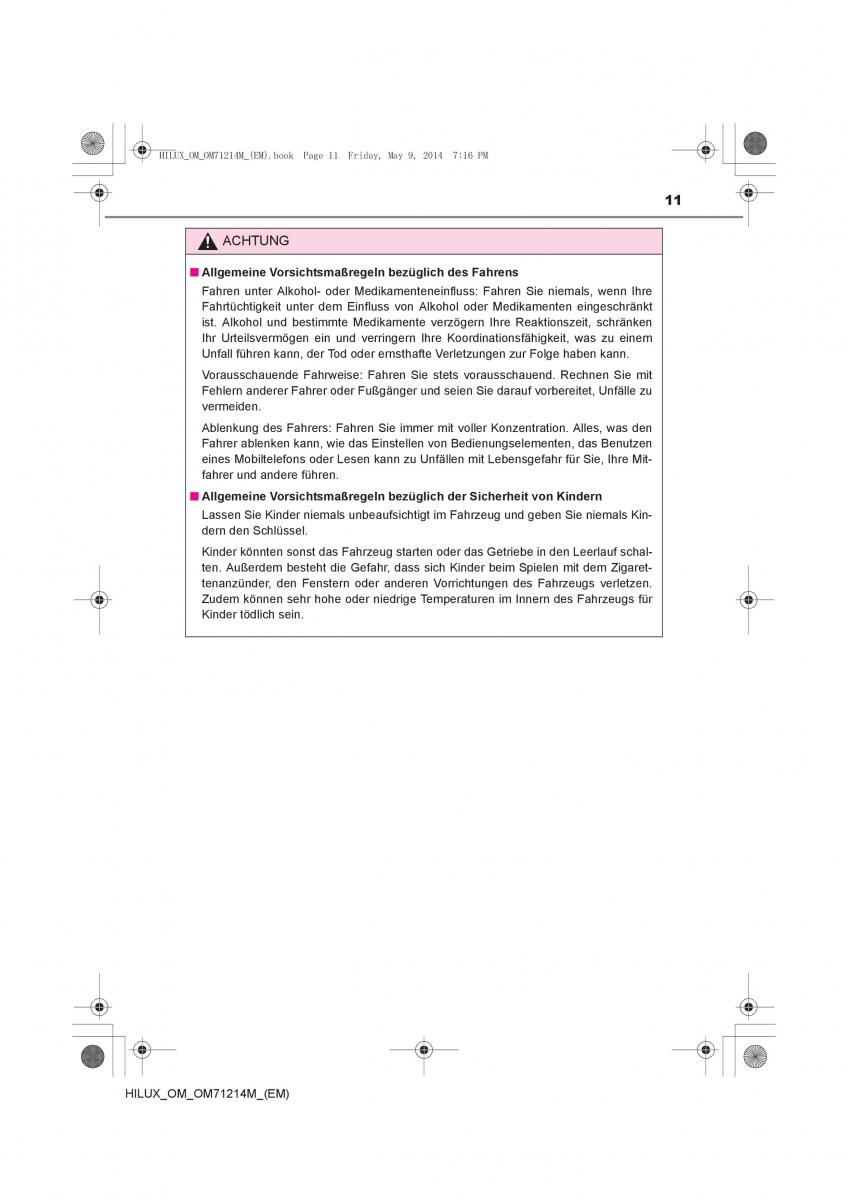 Toyota Hilux VII 7 Handbuch / page 11
