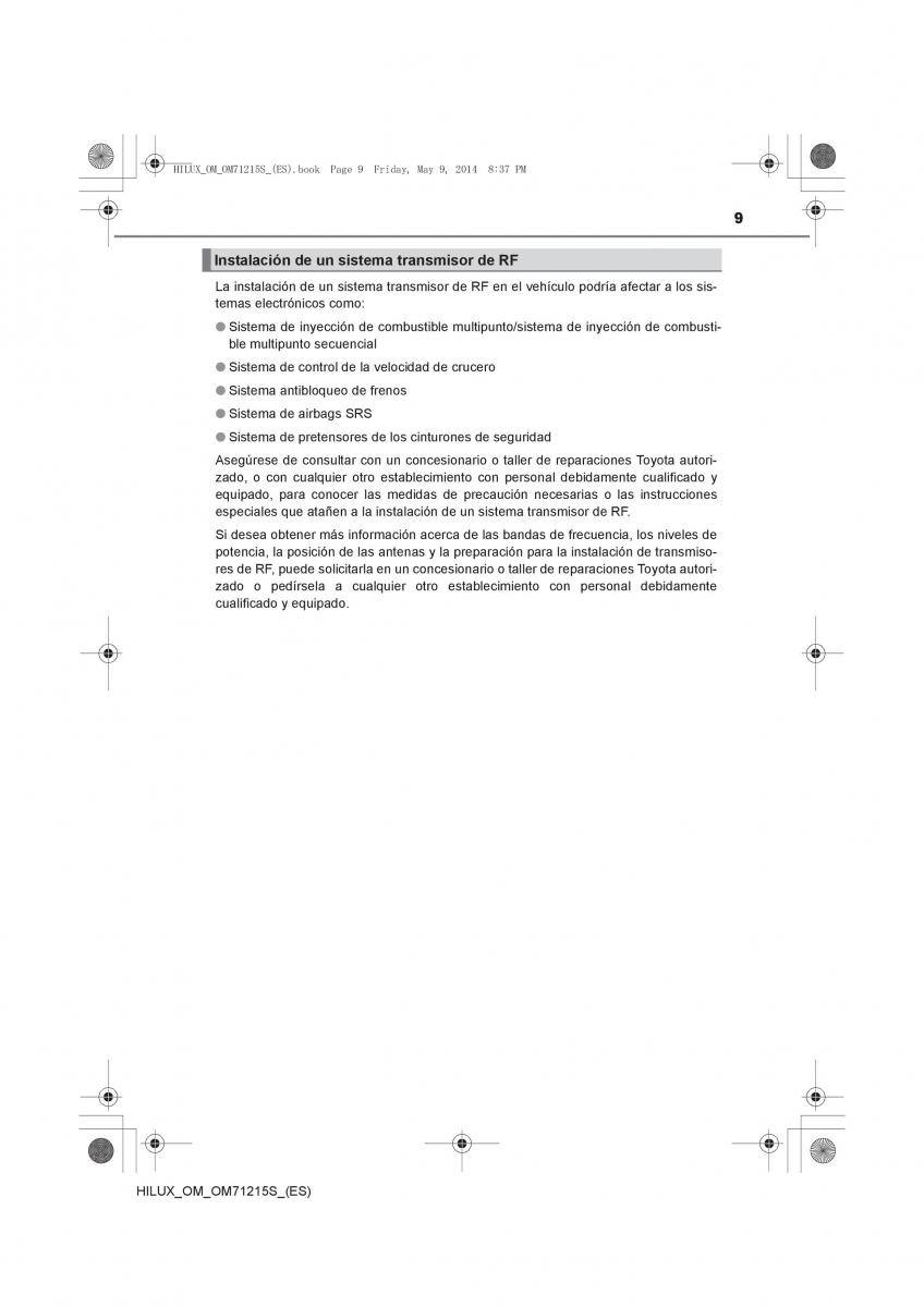 Toyota Hilux VII 7 manual del propietario / page 9