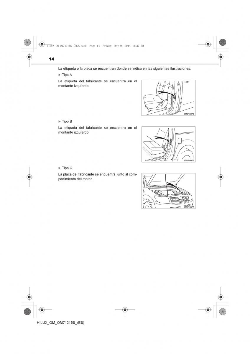 Toyota Hilux VII 7 manual del propietario / page 14