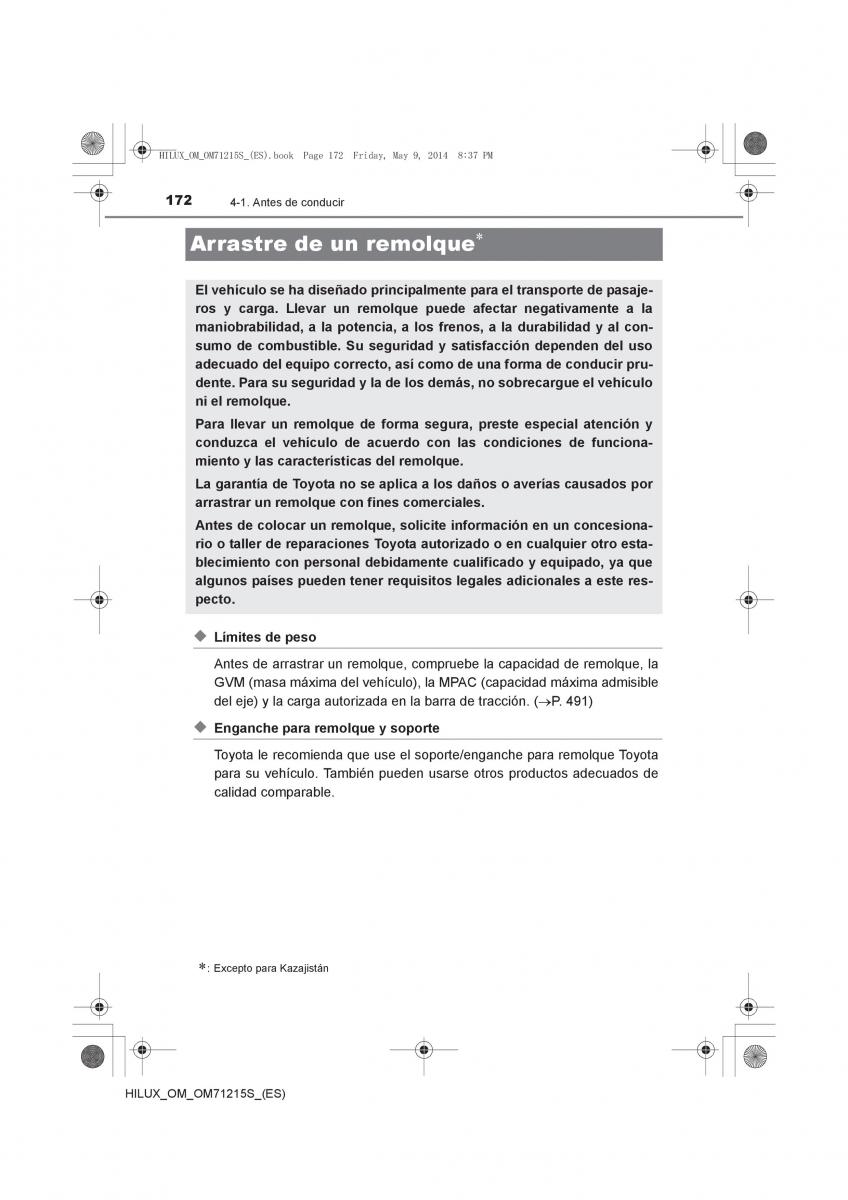 Toyota Hilux VII 7 manual del propietario / page 172