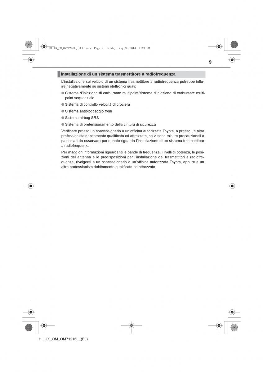 Toyota Hilux VII 7 manuale del proprietario / page 9