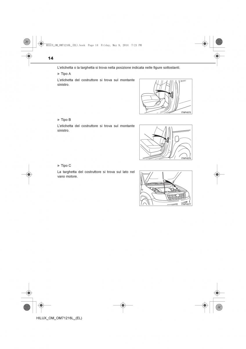 Toyota Hilux VII 7 manuale del proprietario / page 14