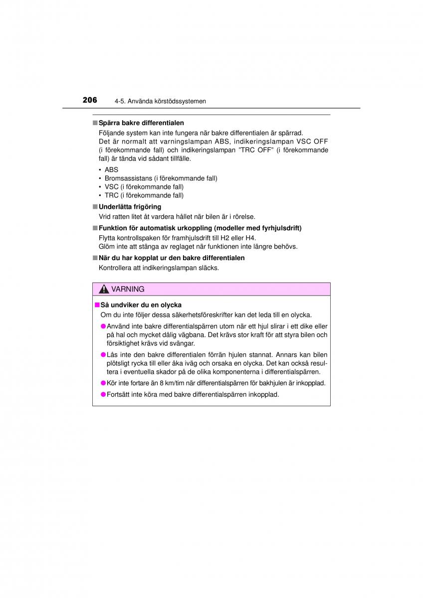 Toyota Hilux VII 7 instruktionsbok / page 206
