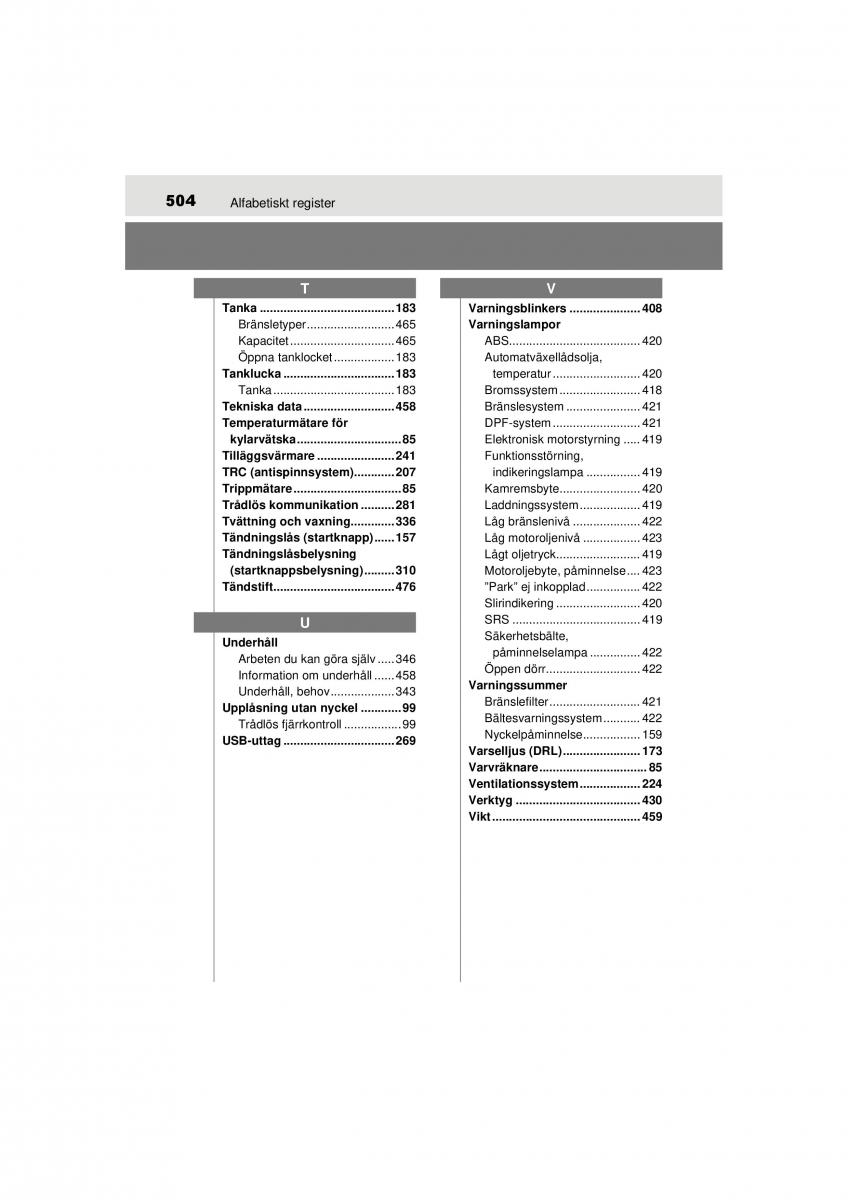 Toyota Hilux VII 7 instruktionsbok / page 504