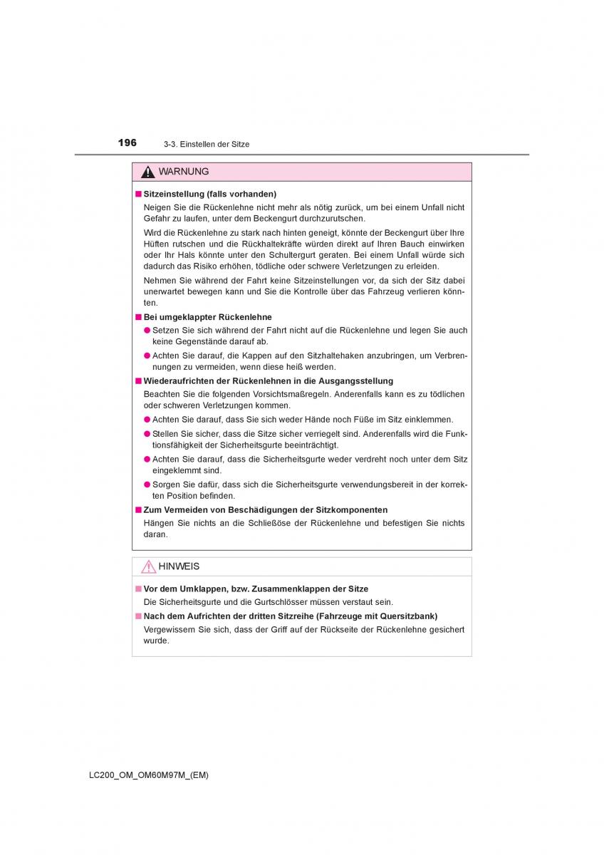 Toyota Land Cruiser J200 Handbuch / page 196