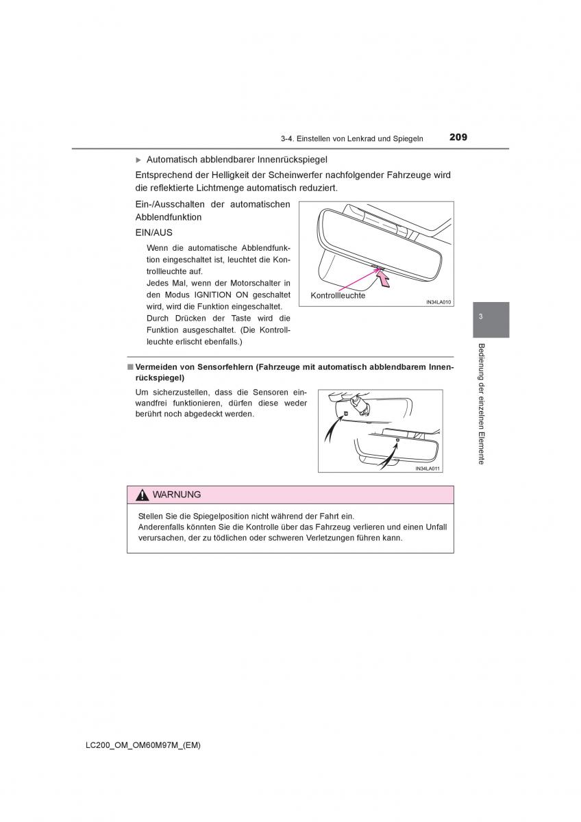 Toyota Land Cruiser J200 Handbuch / page 209