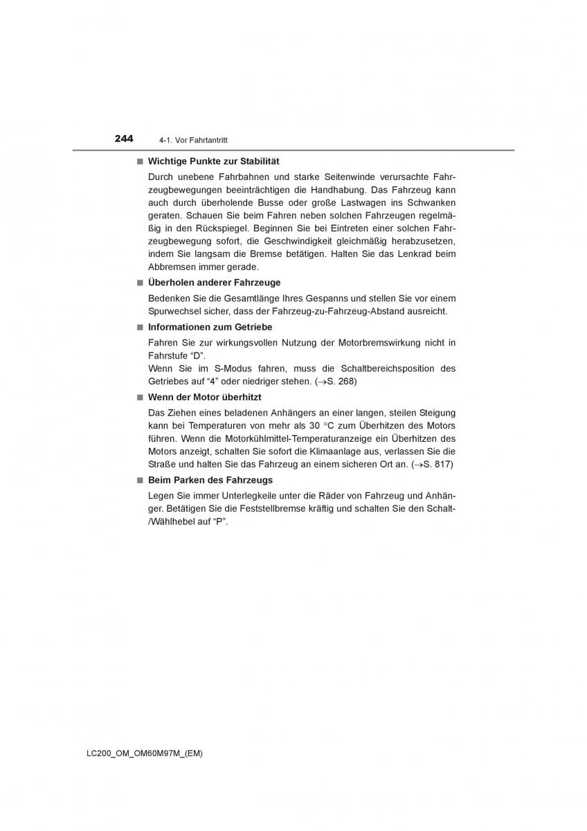 Toyota Land Cruiser J200 Handbuch / page 244