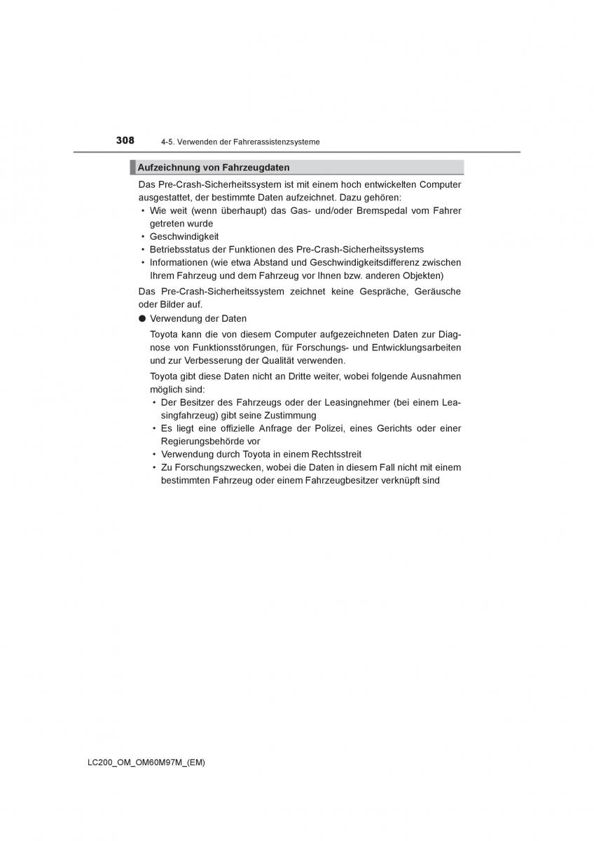 Toyota Land Cruiser J200 Handbuch / page 308