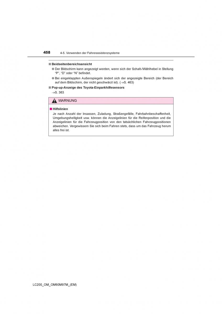 Toyota Land Cruiser J200 Handbuch / page 458